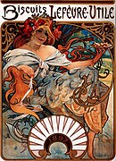 Biscuits Lefèvre-Utile (1896), litografía de Alfons Mucha