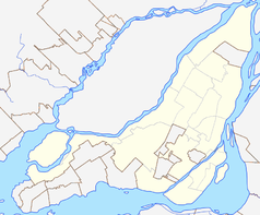 Mapa konturowa Montrealu, po prawej nieco na dole znajduje się punkt z opisem „Circuit Gilles Villeneuve”