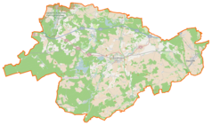 Mapa konturowa powiatu świebodzińskiego, w centrum znajduje się punkt z opisem „Podjezierze”