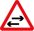 Two-way traffic on route crossing ahead