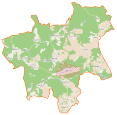 Mapa konturowa gminy Cewice, po lewej znajduje się punkt z opisem „Unieszynko”