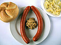 Virsli (hot dog) with mustard