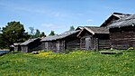 Kyrkstallarna vid Rättviks kyrka sedda från sjön Siljan.