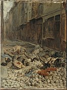 Tableau d'Ernest Meissonier : La Barricade, rue de la Mortellerie, juin 1848, dit aussi Souvenir de guerre civile.