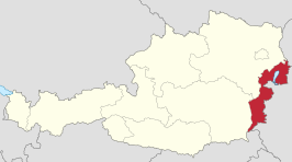 Ligging van Burgenland / Őrvidék in Oostenrijk