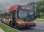 A parked bus, with the door open