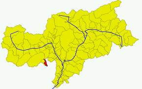 Poziția comunei în cadrul provinciei