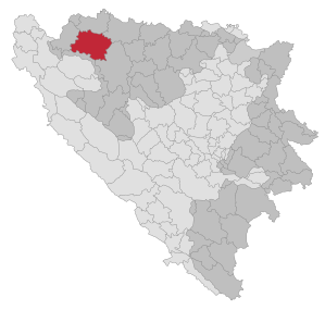 Lage der Gemeinde Prijedor in Bosnien und Herzegowina (anklickbare Karte)