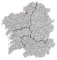 Situación do concello en Galicia, España e Europa.