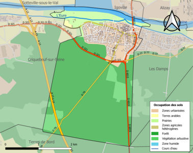 Carte en couleurs présentant l'occupation des sols.