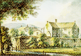 "Ash, antient seat of the Drakes", watercolour dated 13 February 1795 by Rev. John Swete (1752–1821) of Oxton House, Devon. Devon Record Office 564M/F7/129. It was then in use as a farmhouse. This is the house re-built by Sir John Drake, 2nd Baronet (1647–1684) after its near destruction during the Civil War. The building at left is a chapel[36]