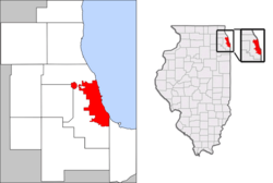 Location in the Chicago metropolitan aurie an Illinois