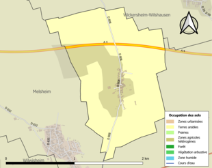 Carte en couleurs présentant l'occupation des sols.