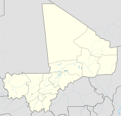 Mapa konturowa Mali, na dole po lewej znajduje się punkt z opisem „BKO”