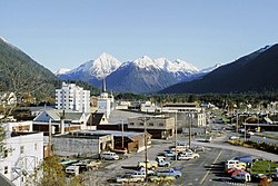 Die middestad van Sitka in 1984