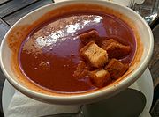 Tomato soup with croutons