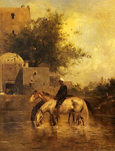 Horses Watering in a River, 18??