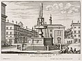 Fountain of the Piazza dei Monti, by Giacomo Della Porta, (1589) illustration from Fontane di Roma by Giovanni Batista Falda, about 1670