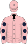 Pink, dark blue spots on sleeves, pink cap