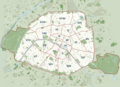 Heutige Arrondissements, die Arr. 1er–6e liegen gänzlich im alten Kern, die Arr. 8e–11e im jüngeren Kern, der heute vom Boulevard périphérique eingefasst ist