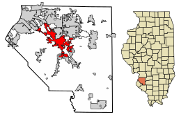 Location of Belleville in St. Clair County, Illinois