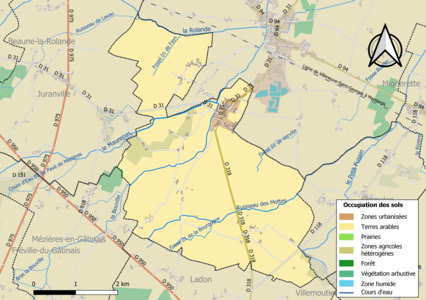 Carte des infrastructures et de l'occupation des sols de la commune en 2018 (CLC).