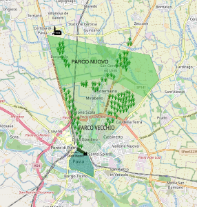 Le Parc Visconti, au sommet, près des murs nord du parc, où est la Chartreuse.