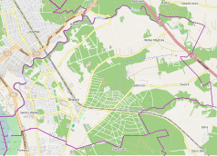 Mapa konturowa Otwocka, w centrum znajduje się punkt z opisem „Natalin”