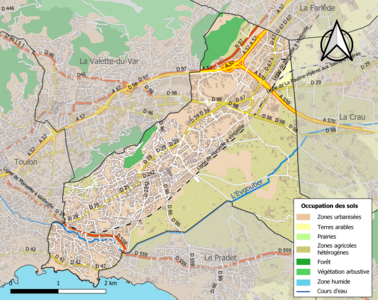 Carte en couleurs présentant l'occupation des sols.