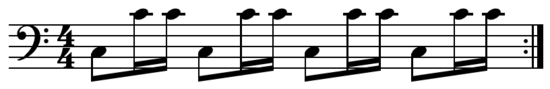 Characteristic disco bass rhythm