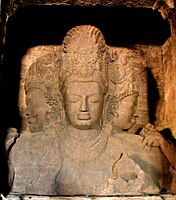 Kolossaler Trimurti in den Elephanta-Höhlen