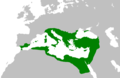 The Byzantine Empire during its greatst territorial extent under Justinian. c. 550.