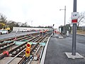 Pose des rails au niveau du pont, en janvier 2018.