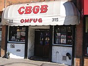 Facade of legendary music club CBGB, New York City