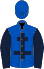 Royal blue, dark blue cross of lorraine and sleeves, royal blue cap