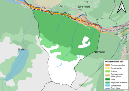 Carte en couleurs présentant l'occupation des sols.