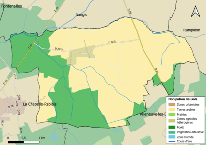 Carte des infrastructures et de l'occupation des sols en 2018 (CLC) de la commune.