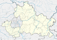 Mapa konturowa powiatu częstochowskiego, w centrum znajduje się punkt z opisem „Adamów”