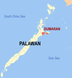 Map of Palawan with Dumaran highlighted