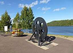 Rastplatsen i Saxdalen med minnet över Saxbergsgruvan