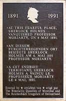 The Holmes plaque on the ledge