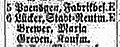 (Hofgartenstraße) 6: Lücker, Stadt-Rentm., E. Brewer, Maria Greven, Kaufm. (Adressbuch der Oberbürgermeisterei Düsseldorf für 1885, II. Theil, S. 57).