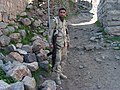 Kurdish Army Peshmerga "Special Forces" Soldier armed with a AK-74 assault rifle poses for a photograph outside a mountain-top villa once used by Saddam Hussein, located near Erbil.