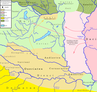 Ancient tribes in the middle Danube river basin around 1st C. BCE