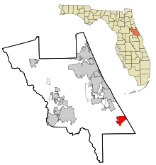 Volusia County Florida Incorporated and Unincorporated areas Oak Hill Highlighted.svg