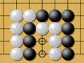 Image 20Example of seki (mutual life). Neither Black nor White can play on the marked points without reducing their own liberties for those groups to one (self-atari). (from Go (game))