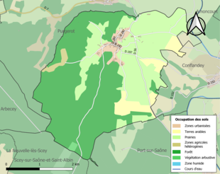 Carte en couleurs présentant l'occupation des sols.