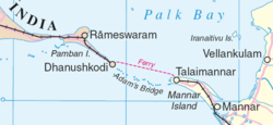 Mannar Island and adjacent Adam's Bridge