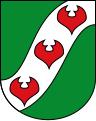 Wappen der Stadt Löhne (NRW), beschrieben als Seeblatt, gezeichnet als Schröterhorn