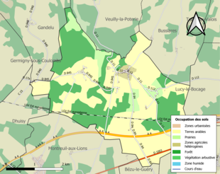 Carte en couleurs présentant l'occupation des sols.